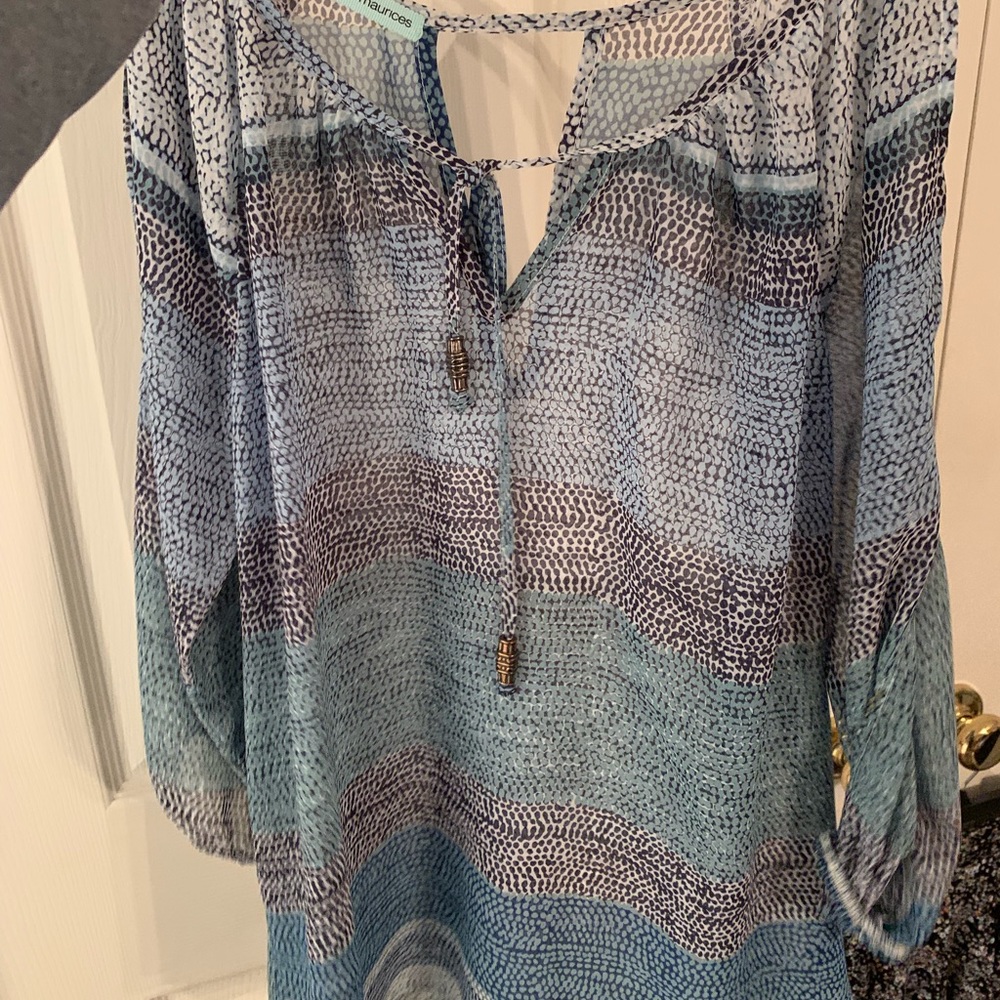 blue printed blouse